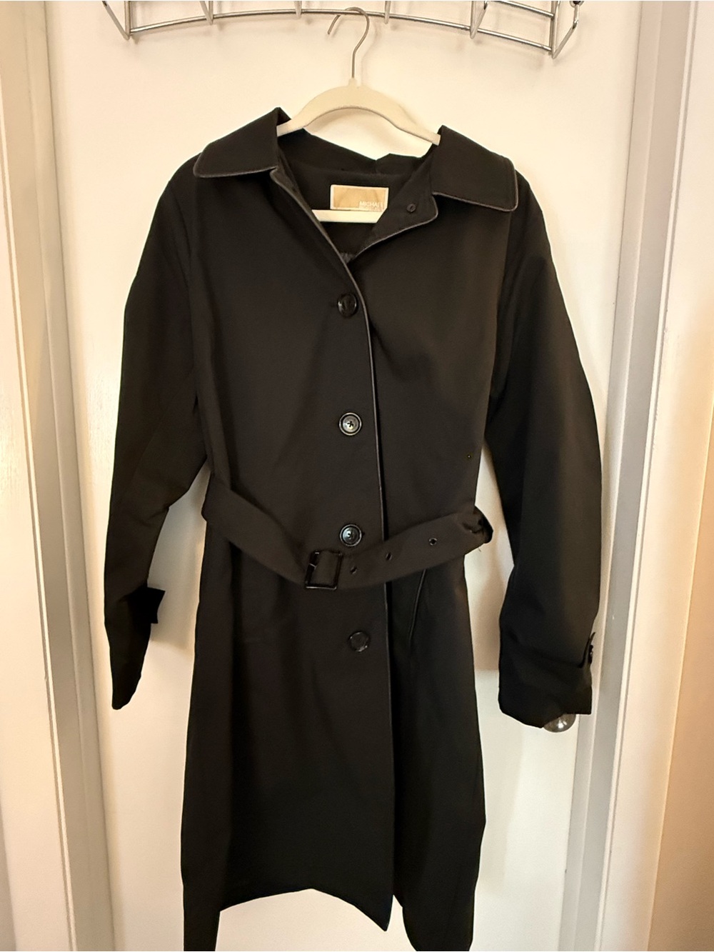 MICHAEL Michael Kors Black Trench Coat with Belt